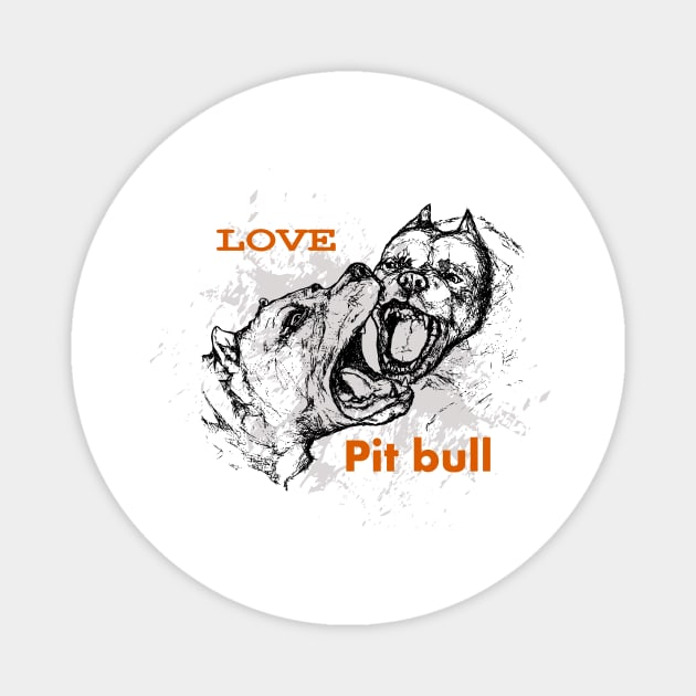 Love pit bull terrier Magnet by DmitryPayvinart